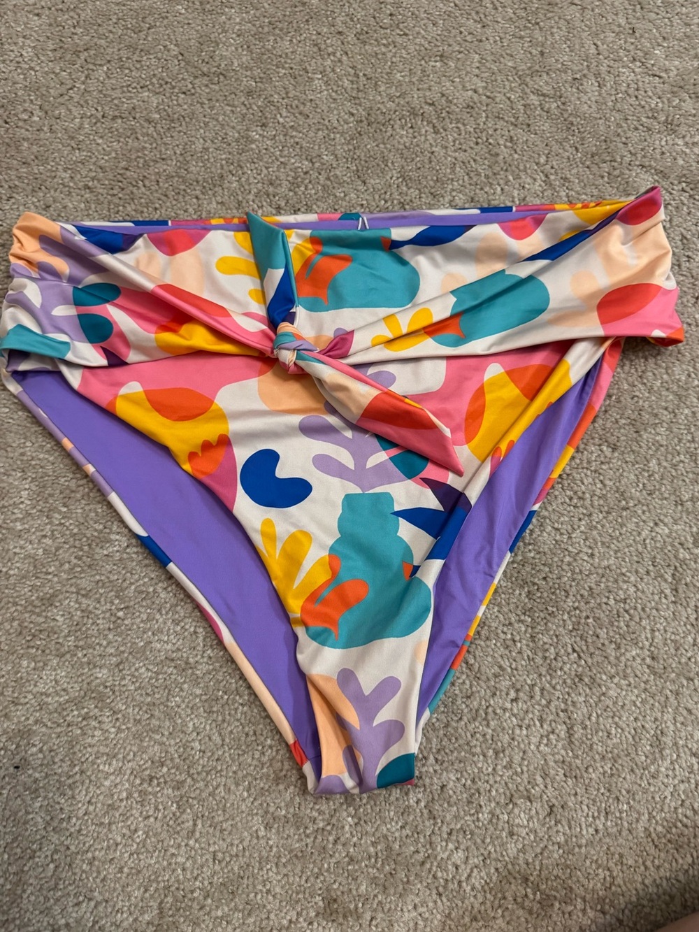 Kitty & Vibe Colorful Abstract High-Waist Bikini Bottom